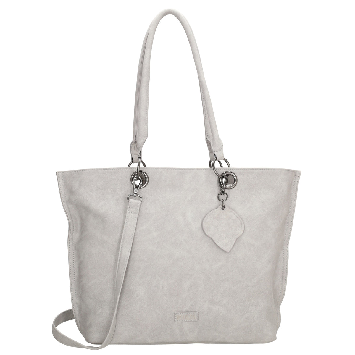 Shopper aus Kunstleder in Grau 46x31cm mit Reißverschluss - leder-accessoires.com