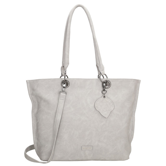 Shopper aus Kunstleder in Grau 46x31cm mit Reißverschluss - leder-accessoires.com