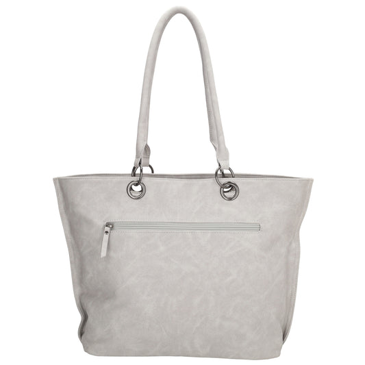 Shopper aus Kunstleder in Grau 46x31cm mit Reißverschluss - leder-accessoires.com