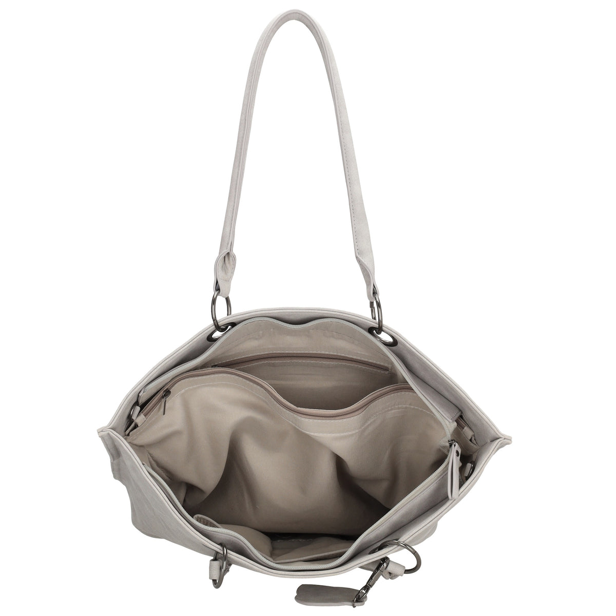 Shopper aus Kunstleder in Grau 46x31cm mit Reißverschluss - leder-accessoires.com