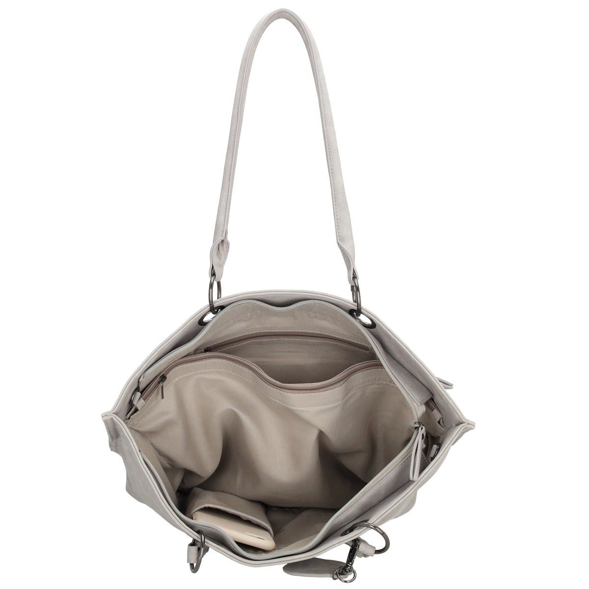 Shopper aus Kunstleder in Grau 46x31cm mit Reißverschluss - leder-accessoires.com