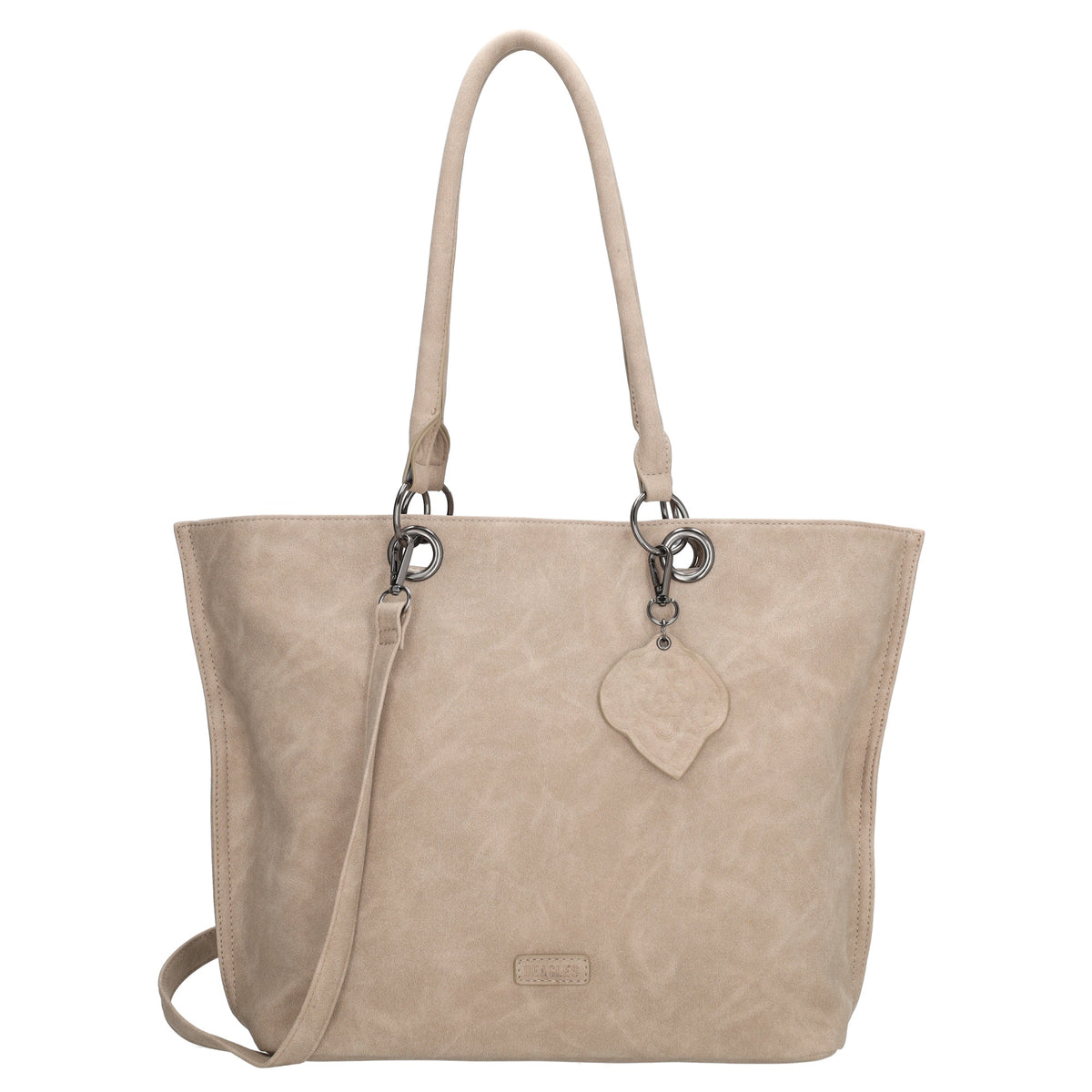 Shopper aus Kunstleder in Beige 46x31cm mit Reißverschluss - leder-accessoires.com