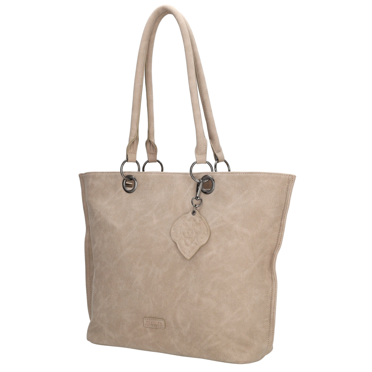 Shopper aus Kunstleder in Beige 46x31cm mit Reißverschluss - leder-accessoires.com