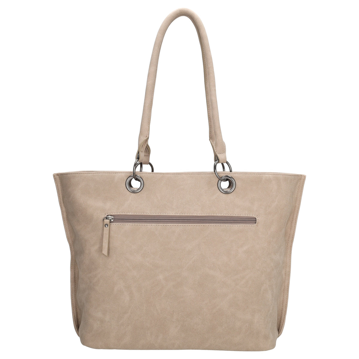 Shopper aus Kunstleder in Beige 46x31cm mit Reißverschluss - leder-accessoires.com