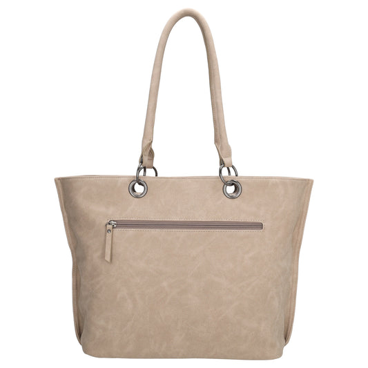 Shopper aus Kunstleder in Beige 46x31cm mit Reißverschluss - leder-accessoires.com