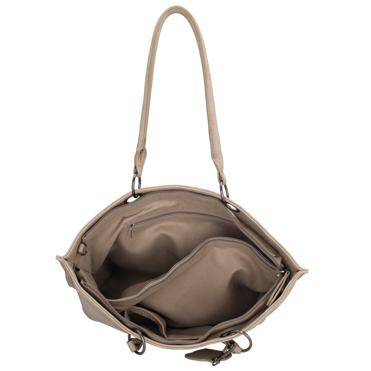 Shopper aus Kunstleder in Beige 46x31cm mit Reißverschluss - leder-accessoires.com