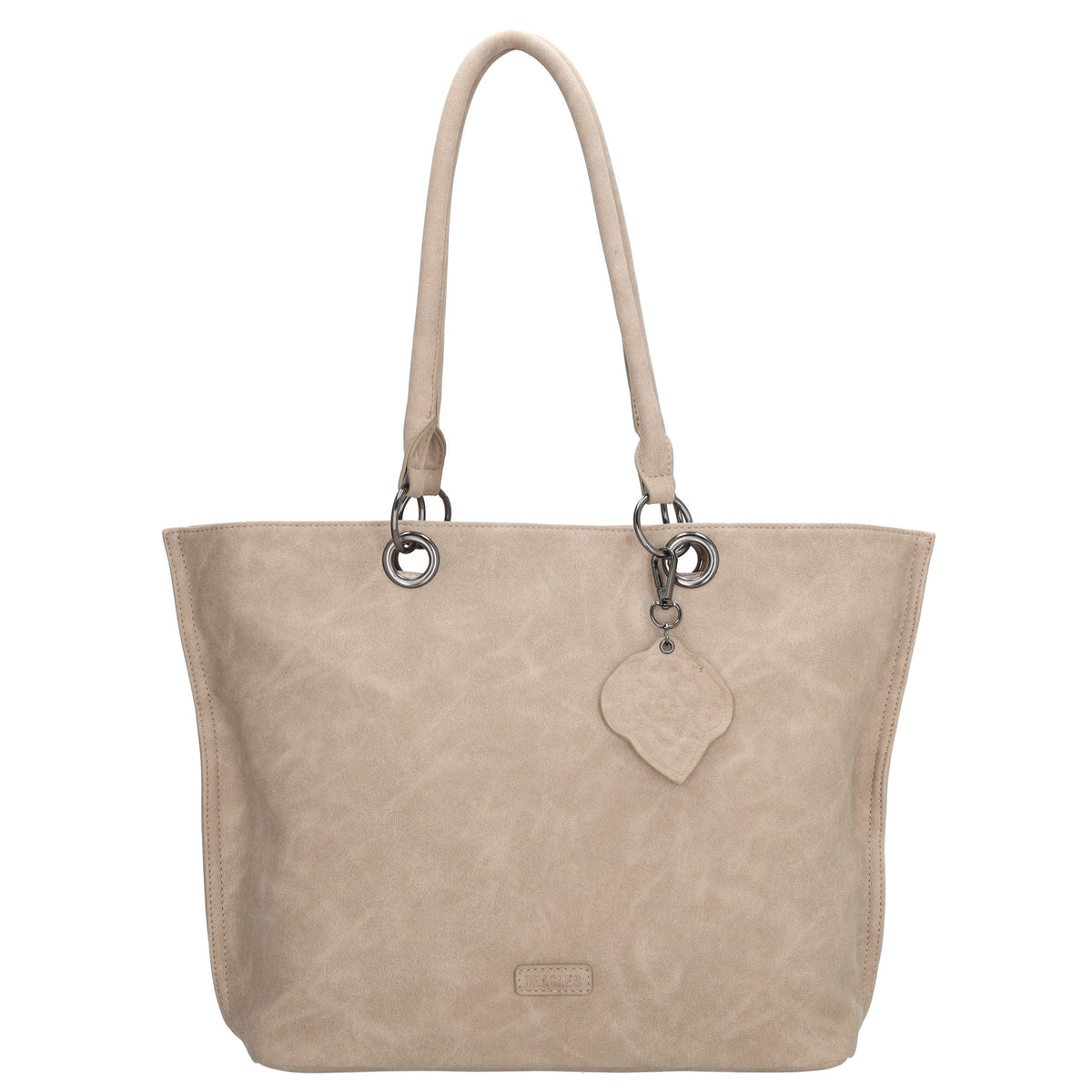 Shopper aus Kunstleder in Beige 46x31cm mit Reißverschluss - leder-accessoires.com