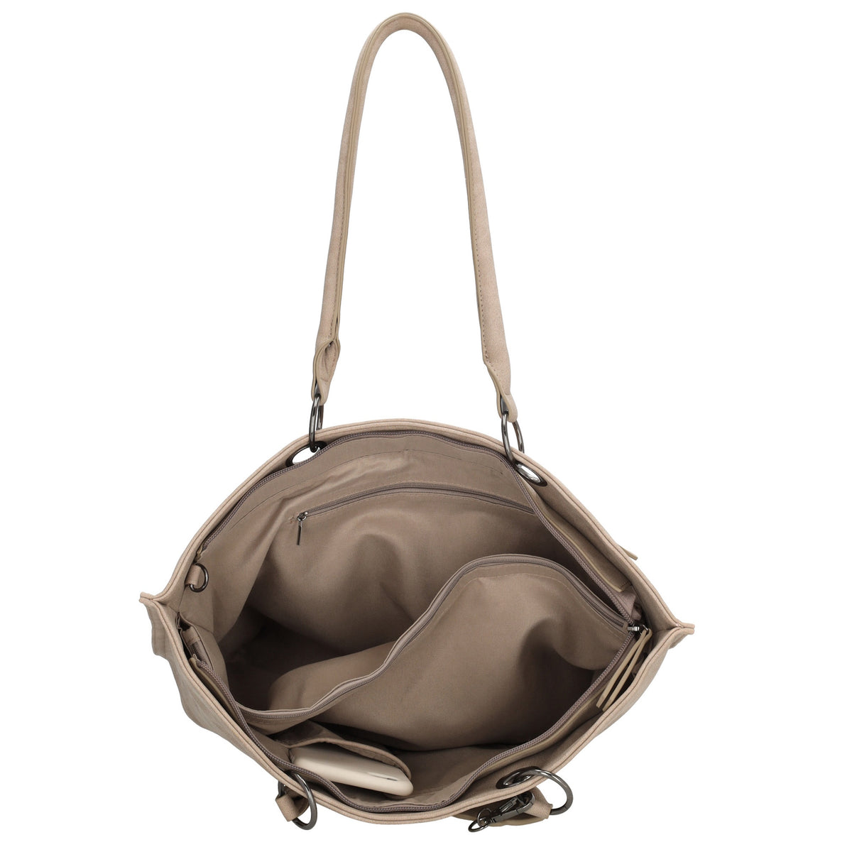 Shopper aus Kunstleder in Beige 46x31cm mit Reißverschluss - leder-accessoires.com