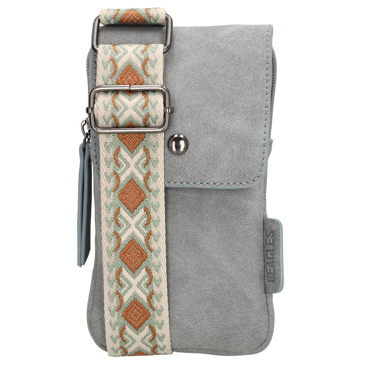 Handytasche aus Kunstleder 20x11cm in Hellblau mit Textilriemen - leder-accessoires.com