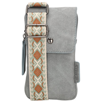 Handytasche aus Kunstleder 20x11cm in Hellblau mit Textilriemen - leder-accessoires.com