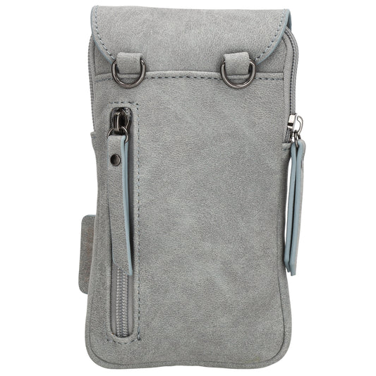 Handytasche aus Kunstleder 20x11cm in Hellblau mit Textilriemen - leder-accessoires.com