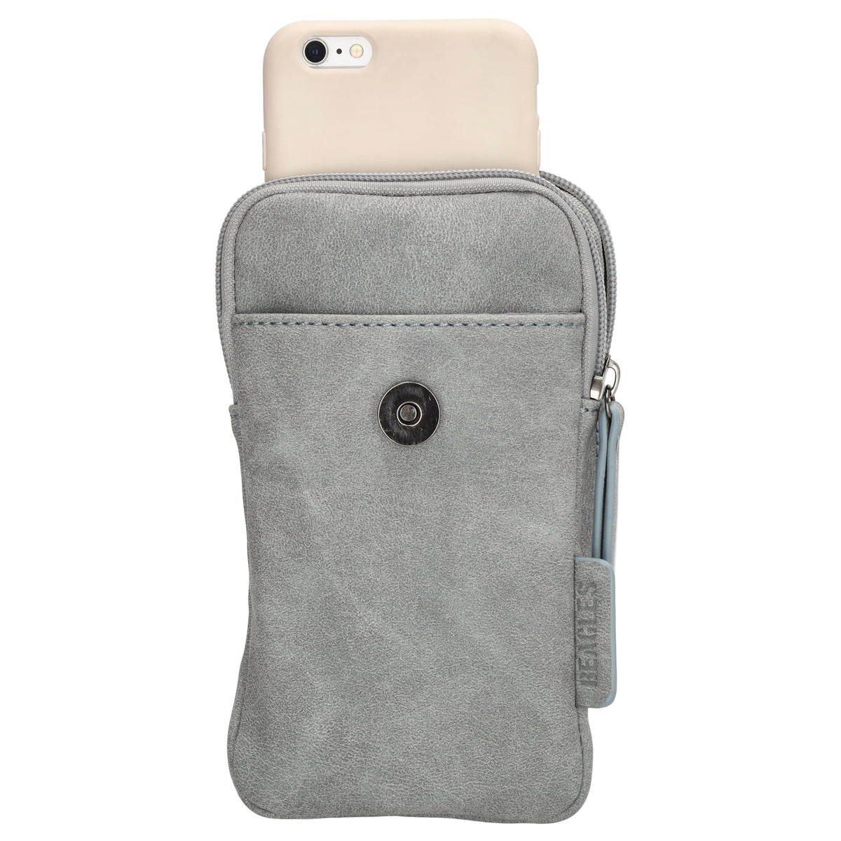 Handytasche aus Kunstleder 20x11cm in Hellblau mit Textilriemen - leder-accessoires.com
