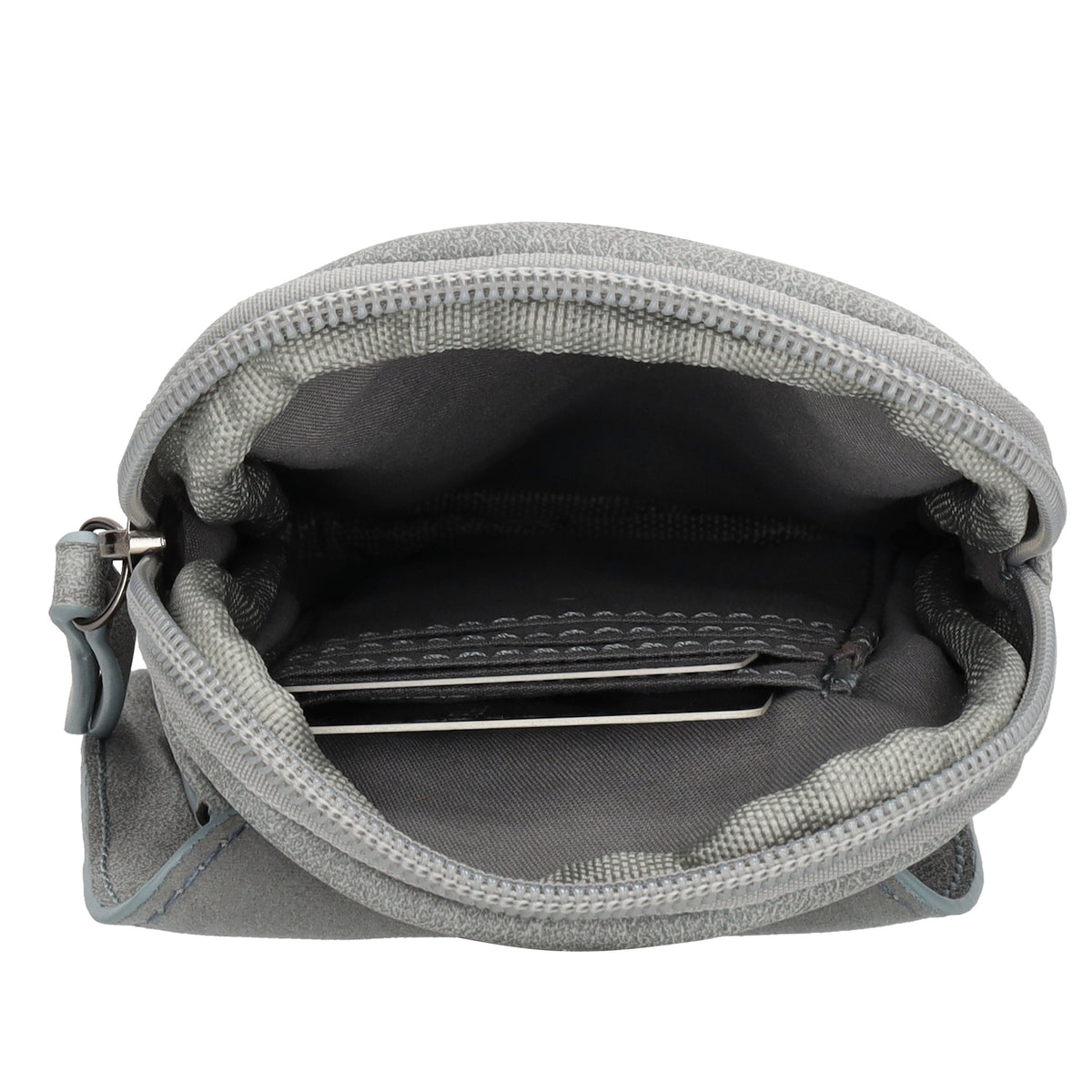 Handytasche aus Kunstleder 20x11cm in Hellblau mit Textilriemen - leder-accessoires.com