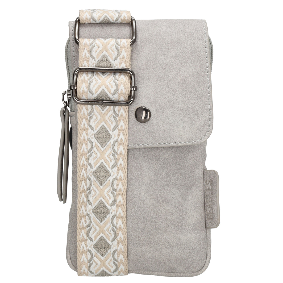 Handytasche aus Kunstleder 20x11cm in Hellgrau mit Textilriemen - leder-accessoires.com