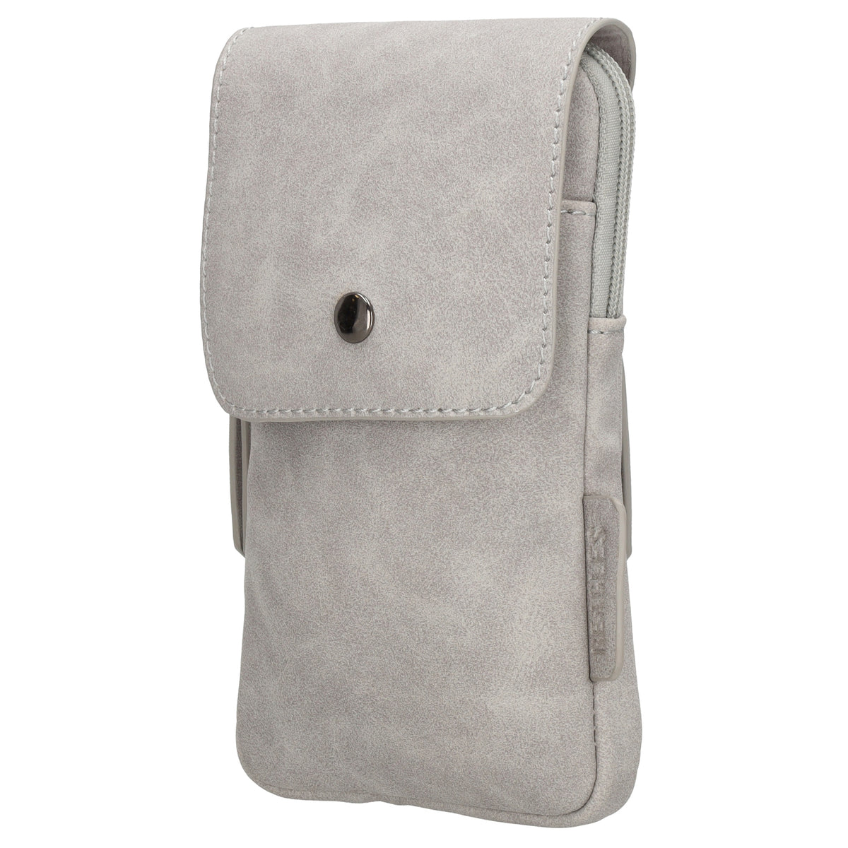 Handytasche aus Kunstleder 20x11cm in Hellgrau mit Textilriemen - leder-accessoires.com