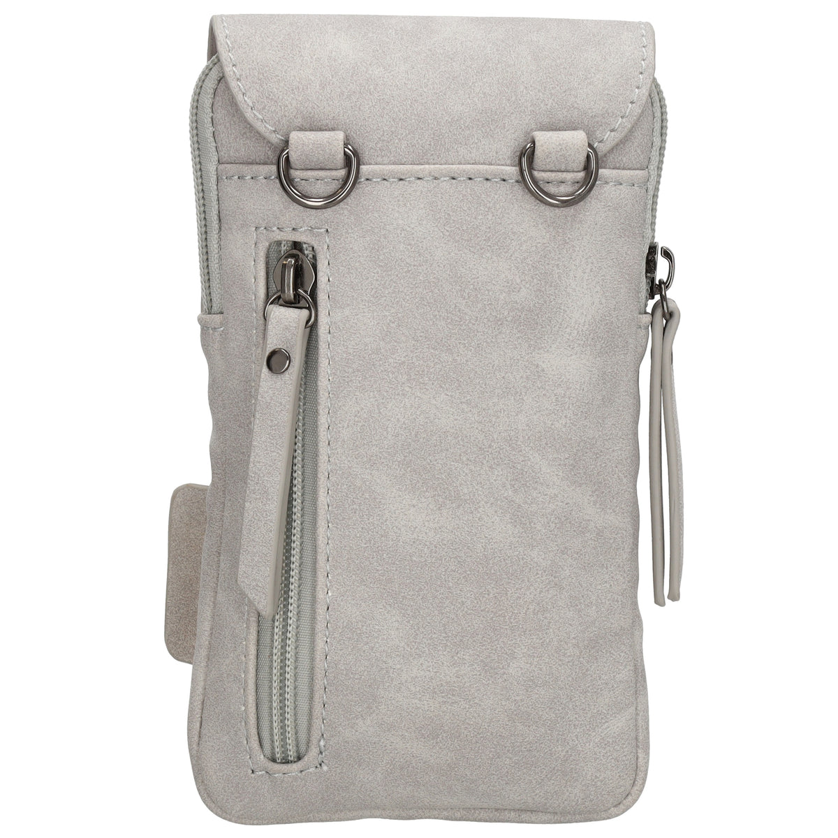 Handytasche aus Kunstleder 20x11cm in Hellgrau mit Textilriemen - leder-accessoires.com