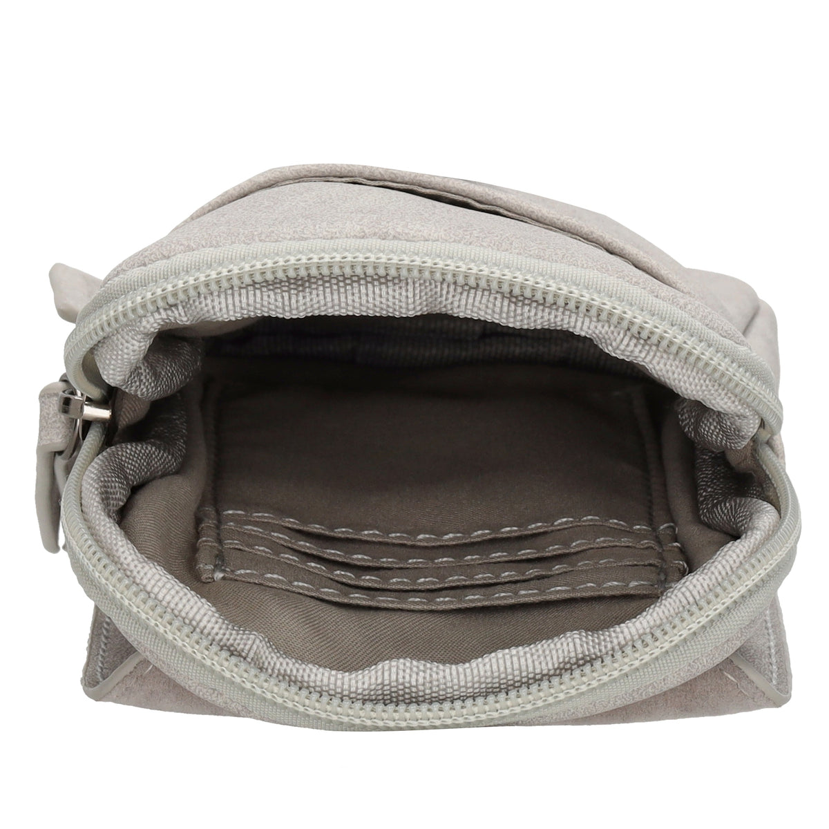 Handytasche aus Kunstleder 20x11cm in Hellgrau mit Textilriemen - leder-accessoires.com