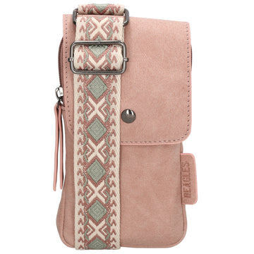 Handytasche aus Kunstleder 20x11cm in Rosa mit Textilriemen - leder-accessoires.com