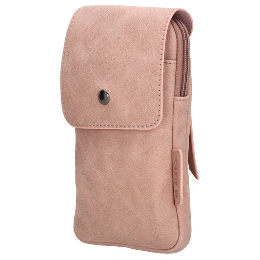 Handytasche aus Kunstleder 20x11cm in Rosa mit Textilriemen - leder-accessoires.com