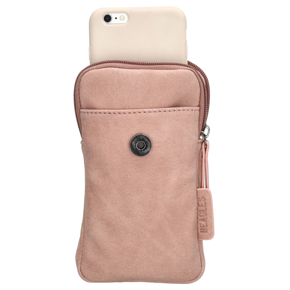 Handytasche aus Kunstleder 20x11cm in Rosa mit Textilriemen - leder-accessoires.com