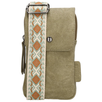 Handytasche aus Kunstleder 20x11cm in Olive mit Textilriemen - leder-accessoires.com