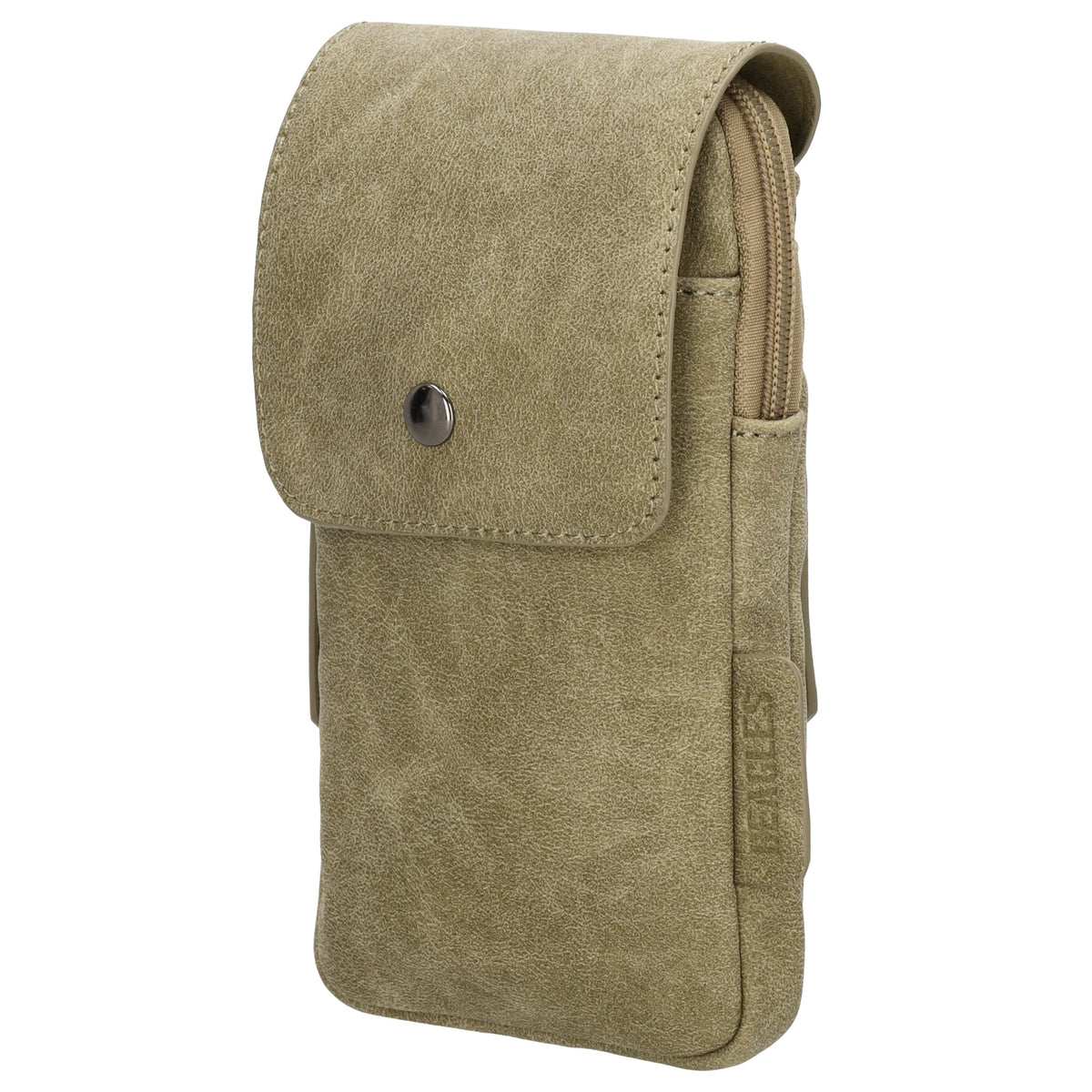 Handytasche aus Kunstleder 20x11cm in Olive mit Textilriemen - leder-accessoires.com