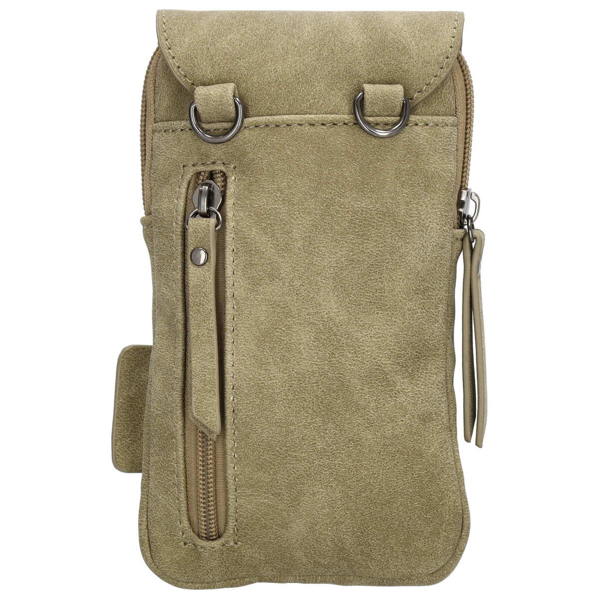 Handytasche aus Kunstleder 20x11cm in Olive mit Textilriemen - leder-accessoires.com