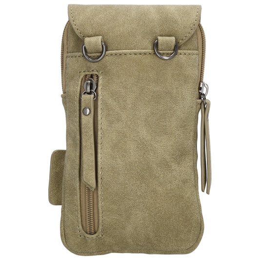 Handytasche aus Kunstleder 20x11cm in Olive mit Textilriemen - leder-accessoires.com