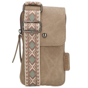 Handytasche aus Kunstleder 20x11cm in Taupe mit Textilriemen - leder-accessoires.com
