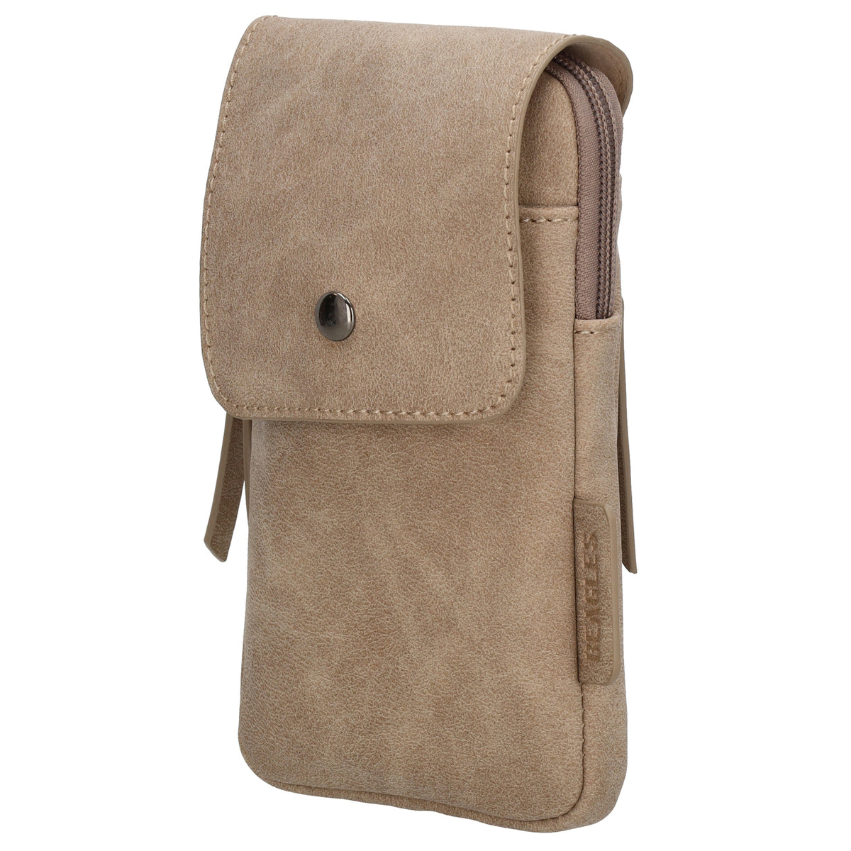 Handytasche aus Kunstleder 20x11cm in Taupe mit Textilriemen - leder-accessoires.com