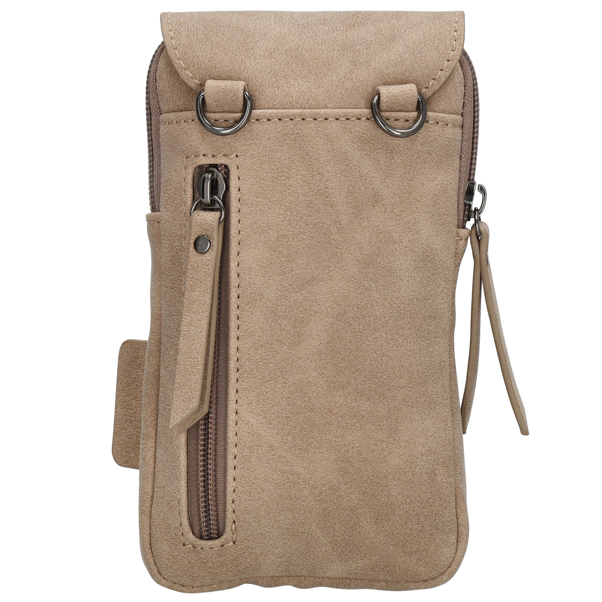 Handytasche aus Kunstleder 20x11cm in Taupe mit Textilriemen - leder-accessoires.com