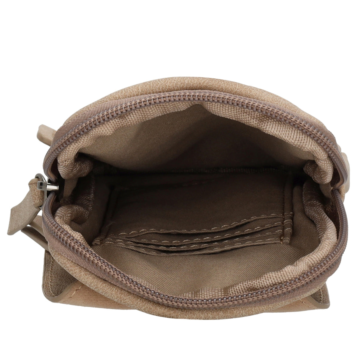 Handytasche aus Kunstleder 20x11cm in Taupe mit Textilriemen - leder-accessoires.com
