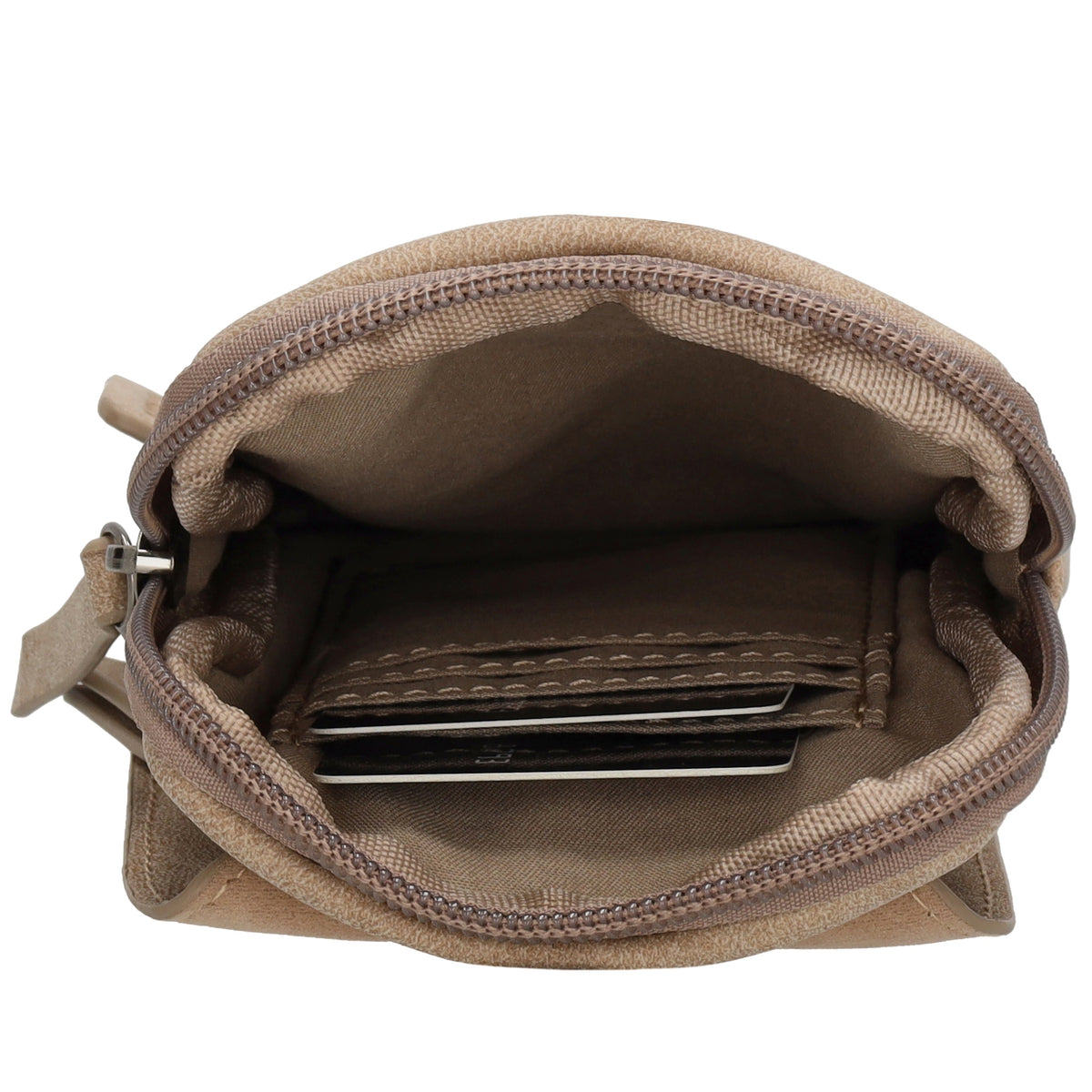 Handytasche aus Kunstleder 20x11cm in Taupe mit Textilriemen - leder-accessoires.com
