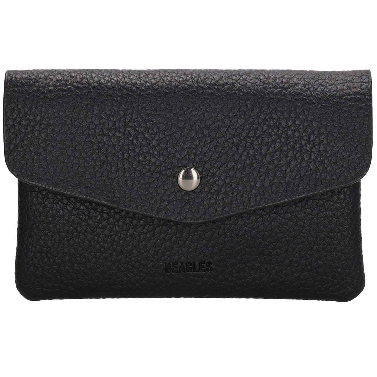Minibörse 15,5x10cm im Querformat in Schwarz mit Druckknopf - leder-accessoires.com