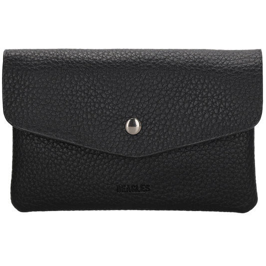 Minibörse 15,5x10cm im Querformat in Schwarz mit Druckknopf - leder-accessoires.com