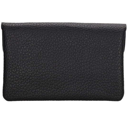 Minibörse 15,5x10cm im Querformat in Schwarz mit Druckknopf - leder-accessoires.com