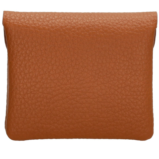 Geldbörse 10x9cm in Cognac mit Überschlag in weichem Leder - leder-accessoires.com