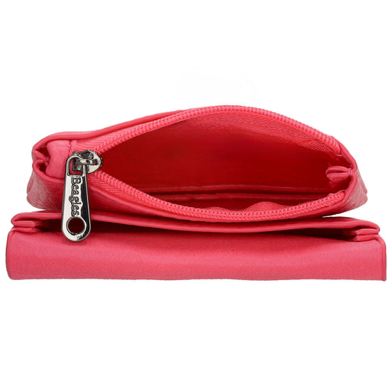Geldbörse 10x9cm in Pink mit Überschlag in weichem Leder - leder-accessoires.com