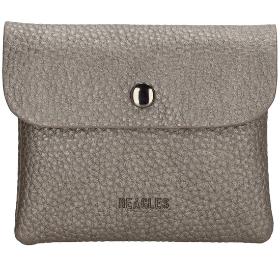 Geldbörse 10x9cm in Silber mit Überschlag in weichem Leder - leder-accessoires.com