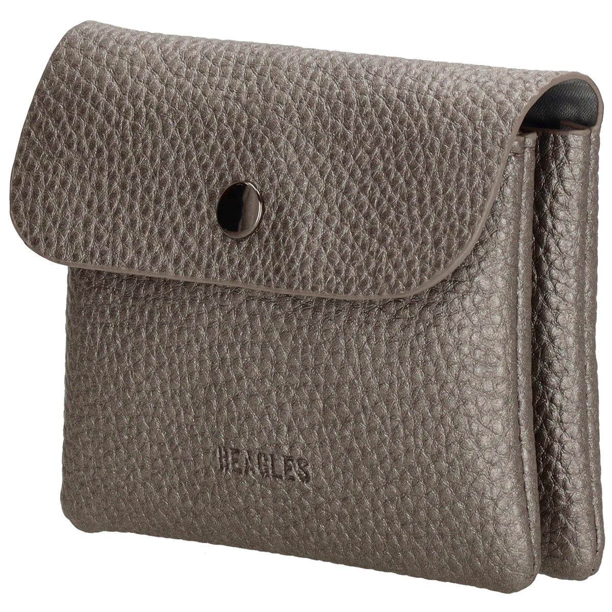 Geldbörse 10x9cm in Silber mit Überschlag in weichem Leder - leder-accessoires.com