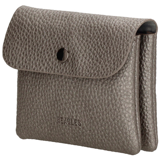 Geldbörse 10x9cm in Silber mit Überschlag in weichem Leder - leder-accessoires.com