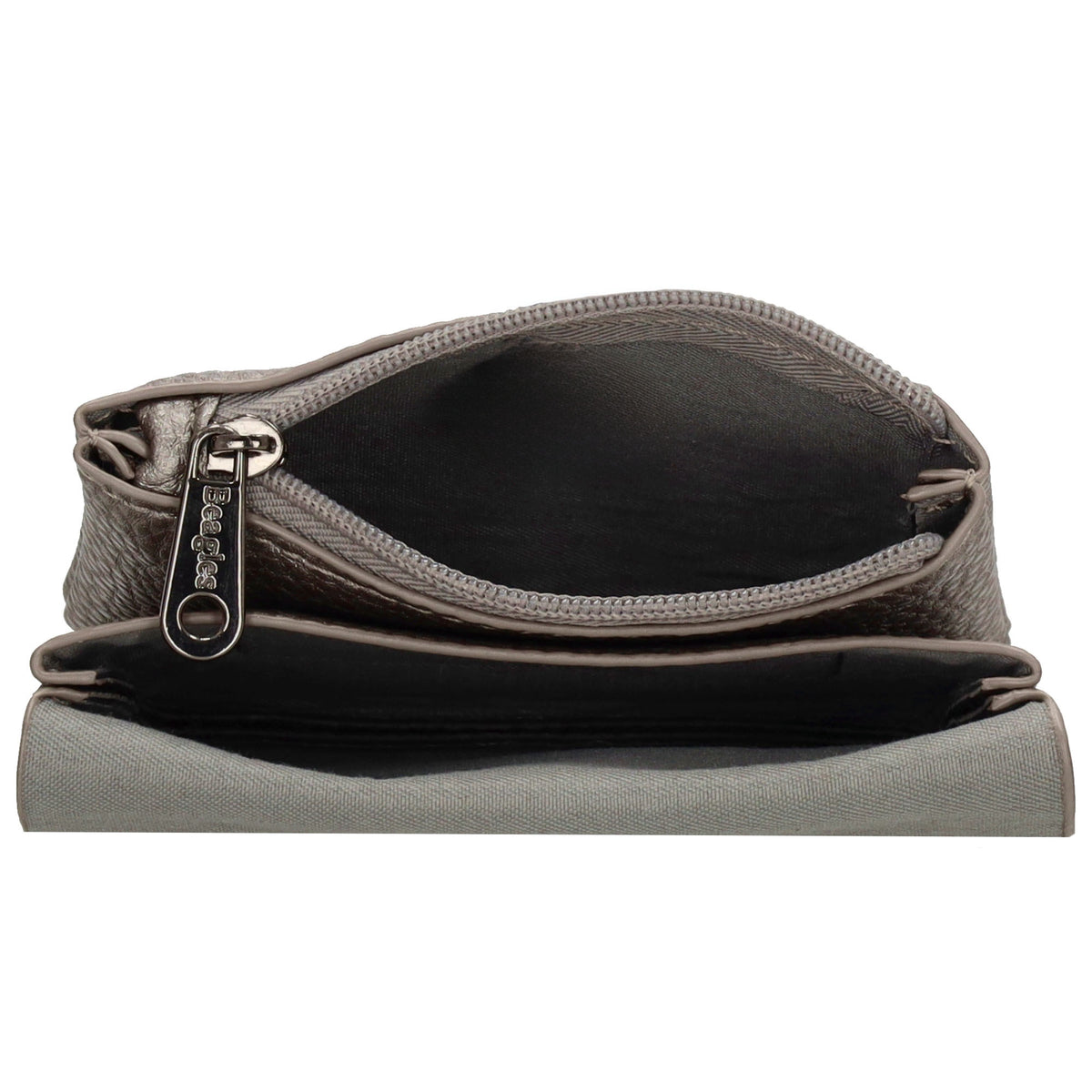 Geldbörse 10x9cm in Silber mit Überschlag in weichem Leder - leder-accessoires.com