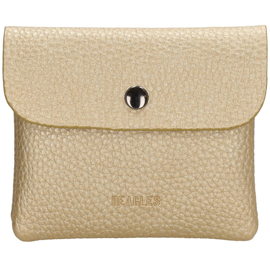 Geldbörse 10x9cm in Gold mit Überschlag in weichem Leder - leder-accessoires.com