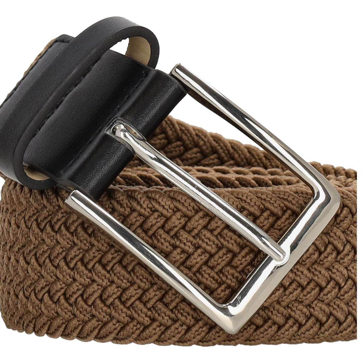Stretchgürtel|Bandgürtel 35mm in Braun mit Dornschließe und Lederspitze - leder-accessoires.com