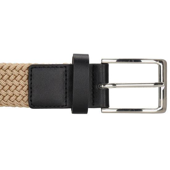 Stretchgürtel|Bandgürtel 35mm in Taupe|Beige mit Dornschließe und Lederspitze - leder-accessoires.com