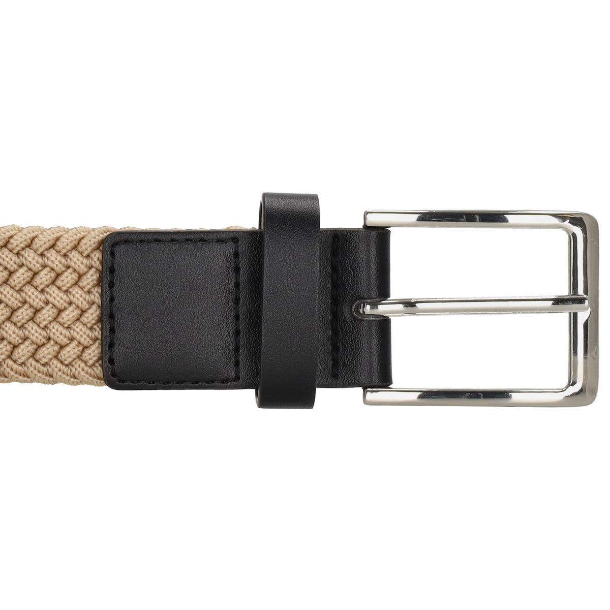 Stretchgürtel|Bandgürtel 35mm in Taupe|Beige mit Dornschließe und Lederspitze - leder-accessoires.com