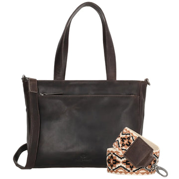 Shopper 34x34cm in Braun aus Leder mit Reißverschluss und Tauschriemen - leder-accessoires.com