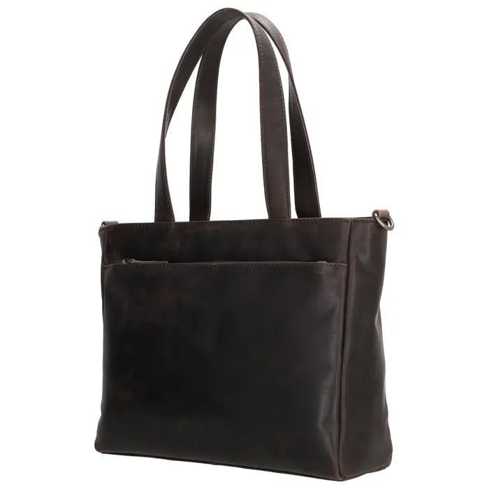 Shopper 34x34cm in Braun aus Leder mit Reißverschluss und Tauschriemen - leder-accessoires.com