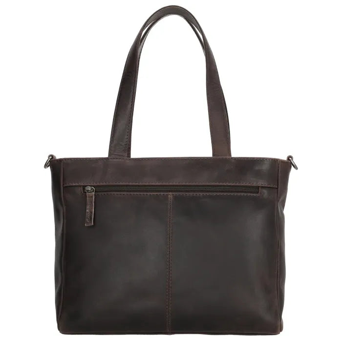 Shopper 34x34cm in Braun aus Leder mit Reißverschluss und Tauschriemen - leder-accessoires.com