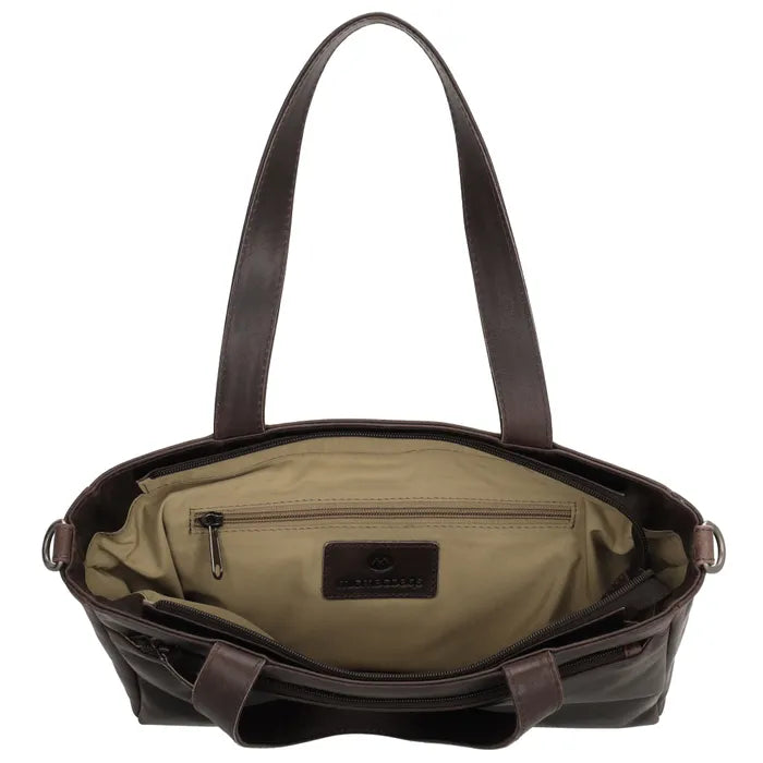 Shopper 34x34cm in Braun aus Leder mit Reißverschluss und Tauschriemen - leder-accessoires.com